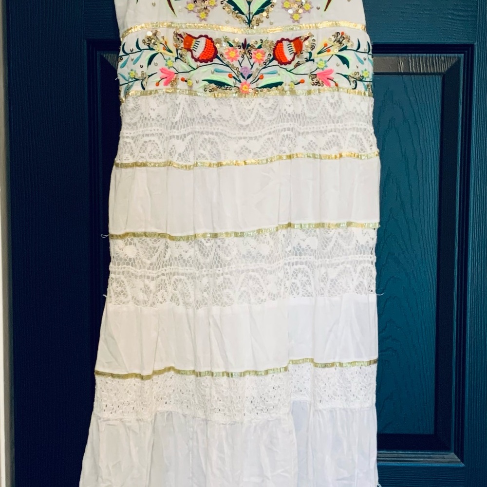 Boston Proper White Maxi Dress with Colorful Floral Embroidery - Picture 8 of 13
